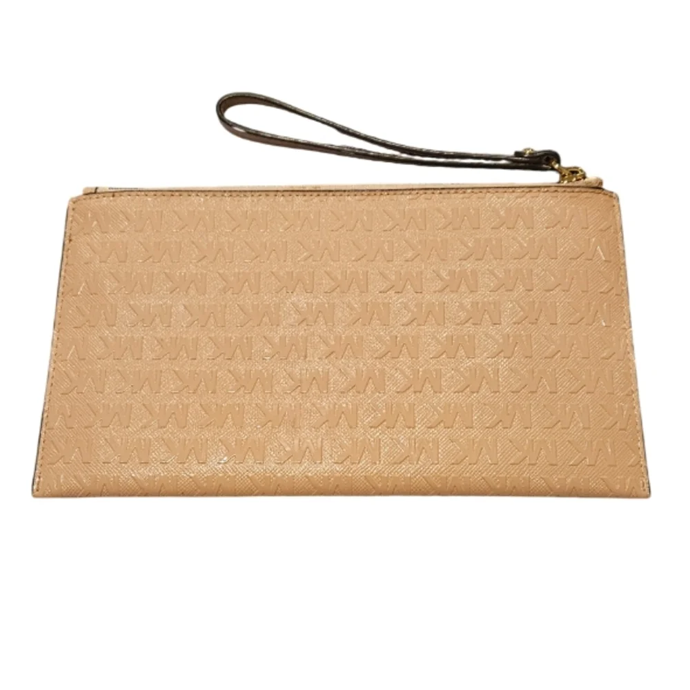 Michael Kors Nude Patent Logo Wristlet Clutch